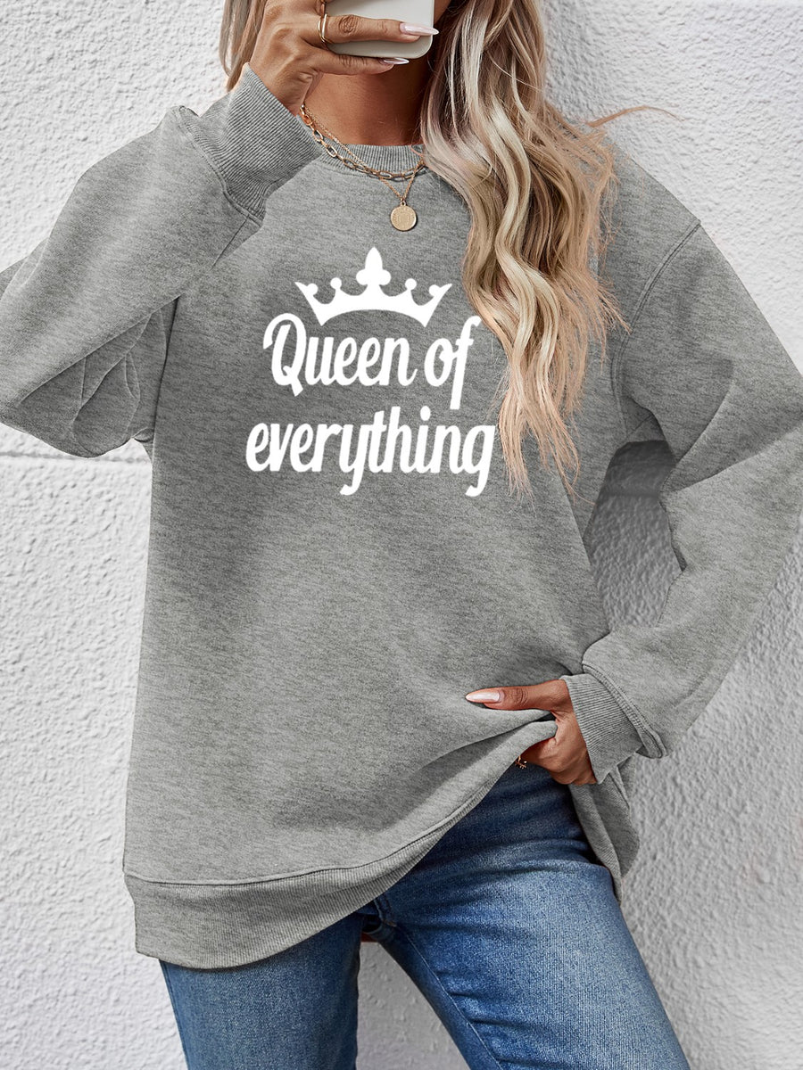 QUEEN OF EVERYTHING Round Neck Sweatshirt Charcoal