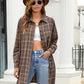 Full Size Plaid Button Up Dropped Shoulder Shirt