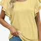 Round Neck Layered Flutter Sleeve Blouse