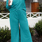 Double Take Full Size Textured Long Sleeve Top and Drawstring Pants Set