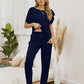 Boat Neck Top and Pants Lounge Set