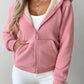 Full Size Zip Up Long Sleeve Hooded Outerwear