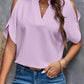 Notched Cold Shoulder Blouse