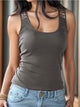 Sequin Scoop Neck Tank Dark Gray