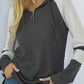 Shiny Waffle-Knit Raglan Sleeve Zipper Front Hoody