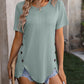 Mandy Decorative Button Round Neck Short Sleeve Blouse