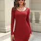 Round Neck Long Sleeve Mini Dress