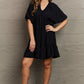 Hailey & Co Comfort Cutie Double V-Neck Puff Sleeve Mini Dress