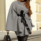 Houndstooth Tie Waist Trench Coat