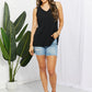 Blumin Apparel Chance of Sun Full Size Ribbed V-Neck Tank in Black