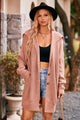 Collared Neck Button-Up Cardigan with Pockets Burnt Coral