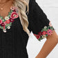 Ivy Lane Eyelet Embroidered V-Neck Short Sleeve Blouse