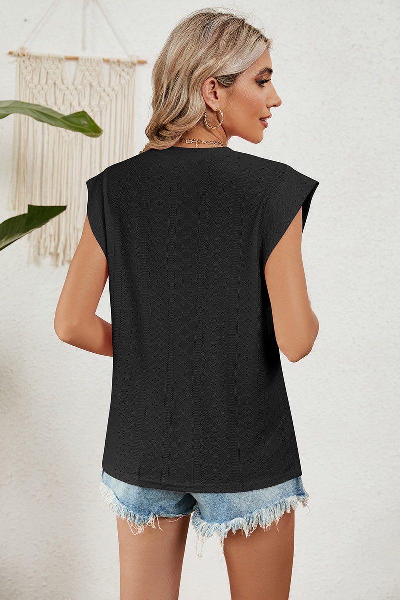 Eyelet Round Neck Tank