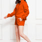 Half Zip Long Sleeve Sweatshirt and Drawstring Shorts Set