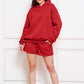 Drop Shoulder Long Sleeve Hoodie and Shorts Set