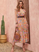 Ruffled Printed V-Neck Cap Sleeve Tiered Dress Multicolor
