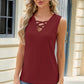 Eyelet Crisscross V-Neck Tank