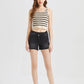 BAYEAS Stepped Waist Raw Hem Denim Shorts