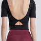 Cutout Backless Round Neck Active T-Shirt