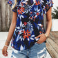 Devine Printed Ruffled Mock Neck Blouse