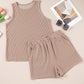 Textured Round Neck Tank and Shorts Set