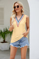 Contrast V-Neck Eyelet Tank Light Yellow