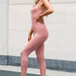 Double-Strap Scoop Neck Sports Jumpsuit