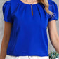 Ruched Round Neck Short Sleeve Blouse