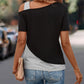 Contrast Asymmetrical Neck Short Sleeve T-Shirt