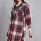 MeiMei Plaid Button Up Dropped Shoulder Coat with Pockets