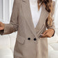 Perfee Plaid Lapel Collar Long Sleeve Blazer