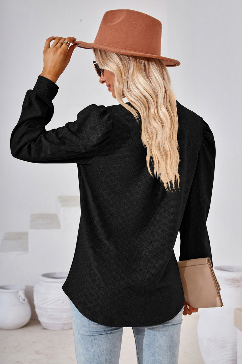 V-Neck Puff Sleeve Blouse