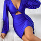 Cutout Long Sleeve Ruched Dress