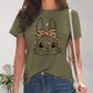 Rabbit Graphic Round Neck Short Sleeve T-Shirt