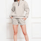 Half Zip Long Sleeve Sweatshirt and Drawstring Shorts Set