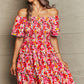 Floral Off-Shoulder Frill Trim Maxi Dress