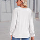 Eyelet V-Neck Flounce Sleeve Blouse