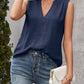 Ivy Lane Solid Notched Sleeveless Blouse