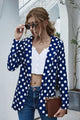 Polka Dot Long Sleeve Blazer Dark Blue
