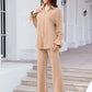 Drawstring Flounce Sleeve Shirt and Pants Set