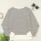 Decorative Button Striped Long Sleeve Sweatshirt