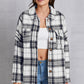 MeiMei Plaid Button Up Dropped Shoulder Outerwear