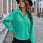 Collared Neck Raglan Sleeve Buttoned Blouse