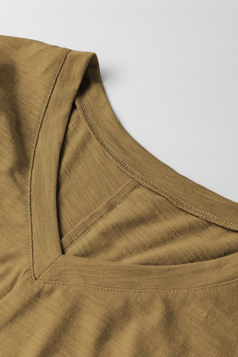 Exposed Seam V-Neck Long Sleeve T-Shirt