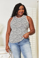 Double Take Printed Round Neck Tank Blush Pink