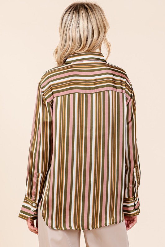Mittoshop Striped Button Down Satin Shirt