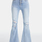 BAYEAS Full Size Distressed Raw Hem High Waist Flare Jeans