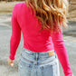 High Neck Long Sleeve Ribbed Top