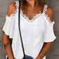 Lace Detail V-Neck Half Sleeve Blouse