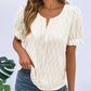 Ruffled Notched Short Sleeve T-Shirt